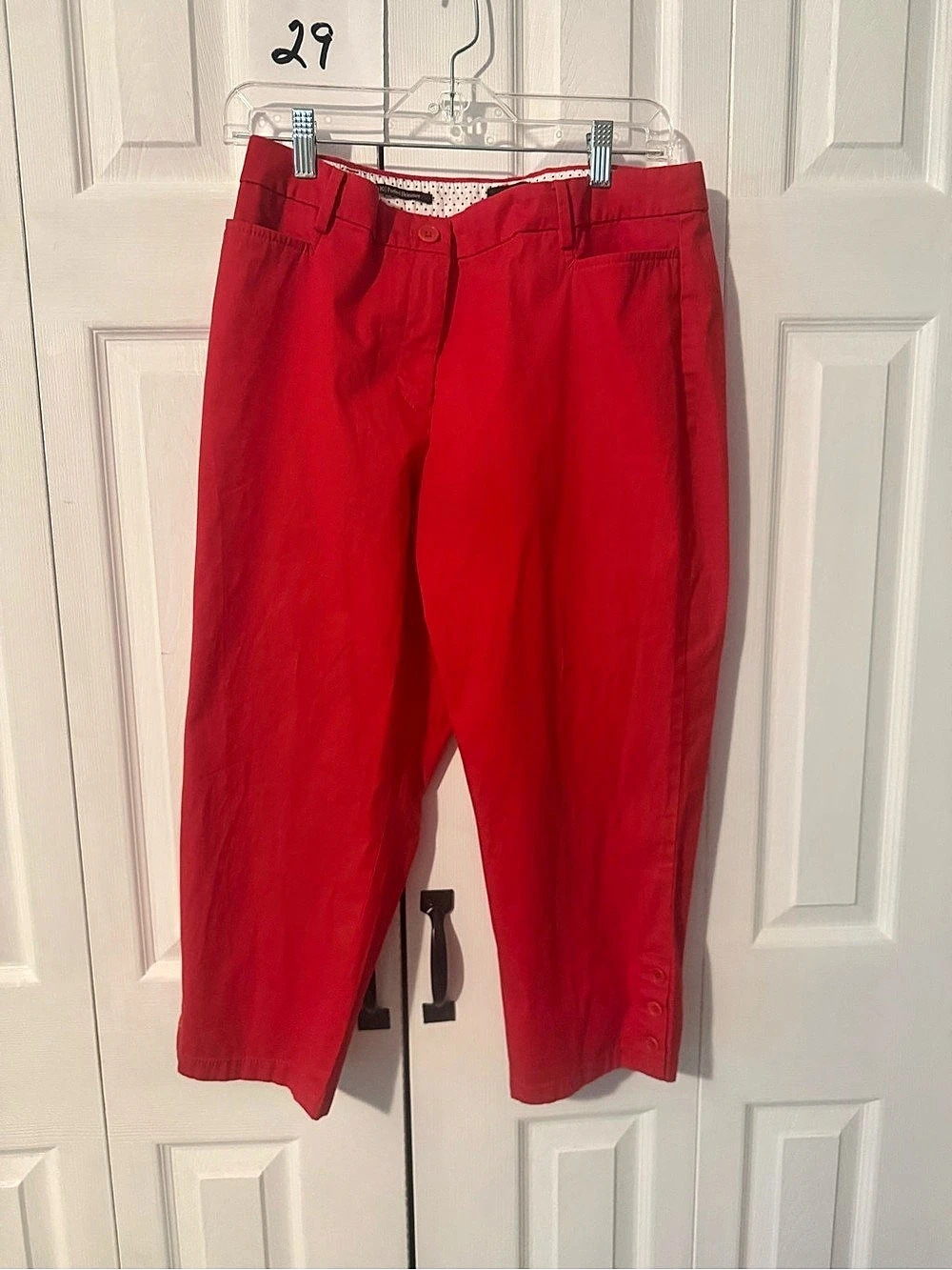 Talbots 10 Perfect Skimmer Red Ankle Pants Waist 29
